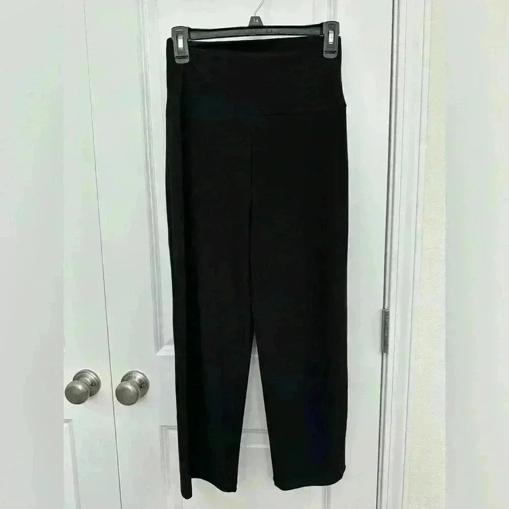Norma Kamali High Rise Wide Leg Stretchy Pant Black RN 47494 - Size S/32